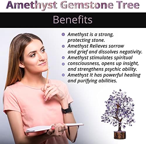 Amethyst Crystal Tree of Life - Handmade Healing Bonsai Purple Tree for Home and Office Decor, Positive Energy and Good Luck, Ideal for Christmas Decor and Birthday Gifts for Women, Men