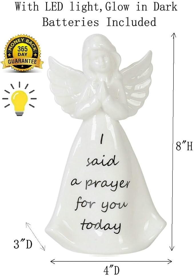 ADAVAS.Y&G Ceramic Angel Night Light A Prayer Angel Figurine with LED Light Best Gift for Your Loved Ones (Prayer)