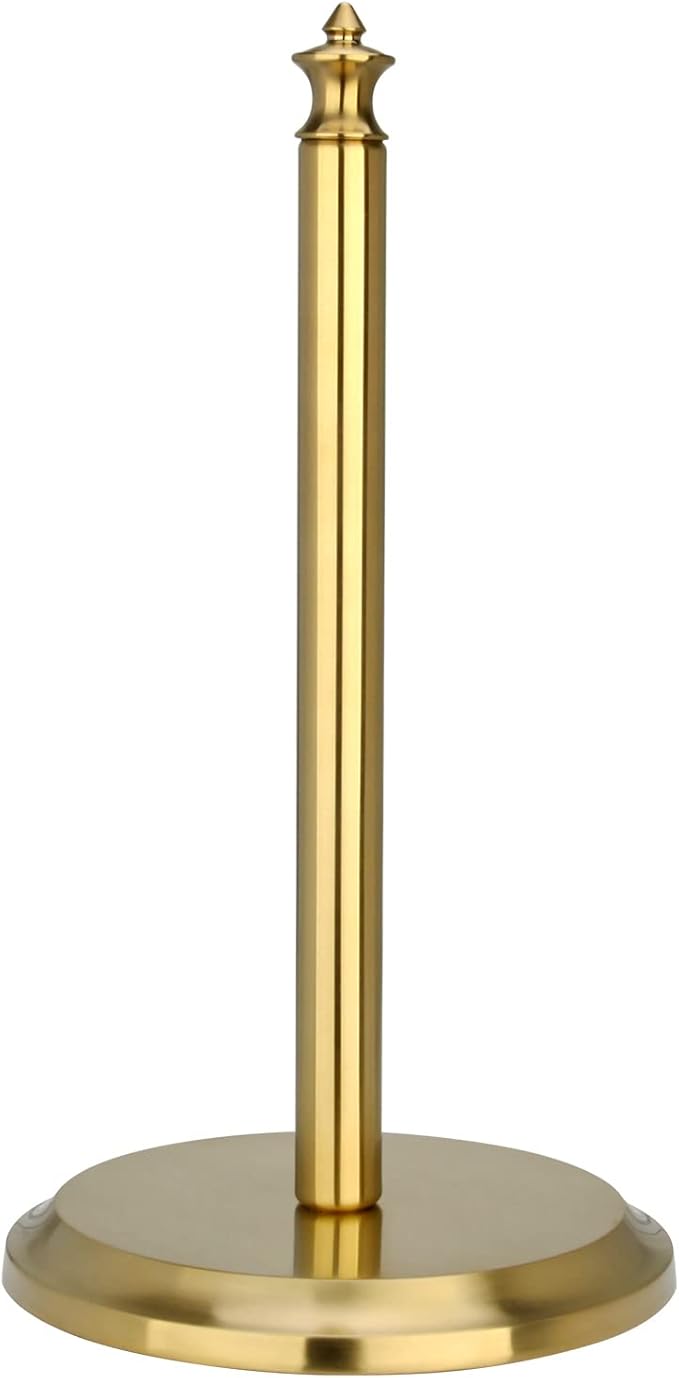 Akicon Paper Towel Holder Stand for Kitchen Countertop & Dining Room Table (Brushed Gold Brass, Classical)
