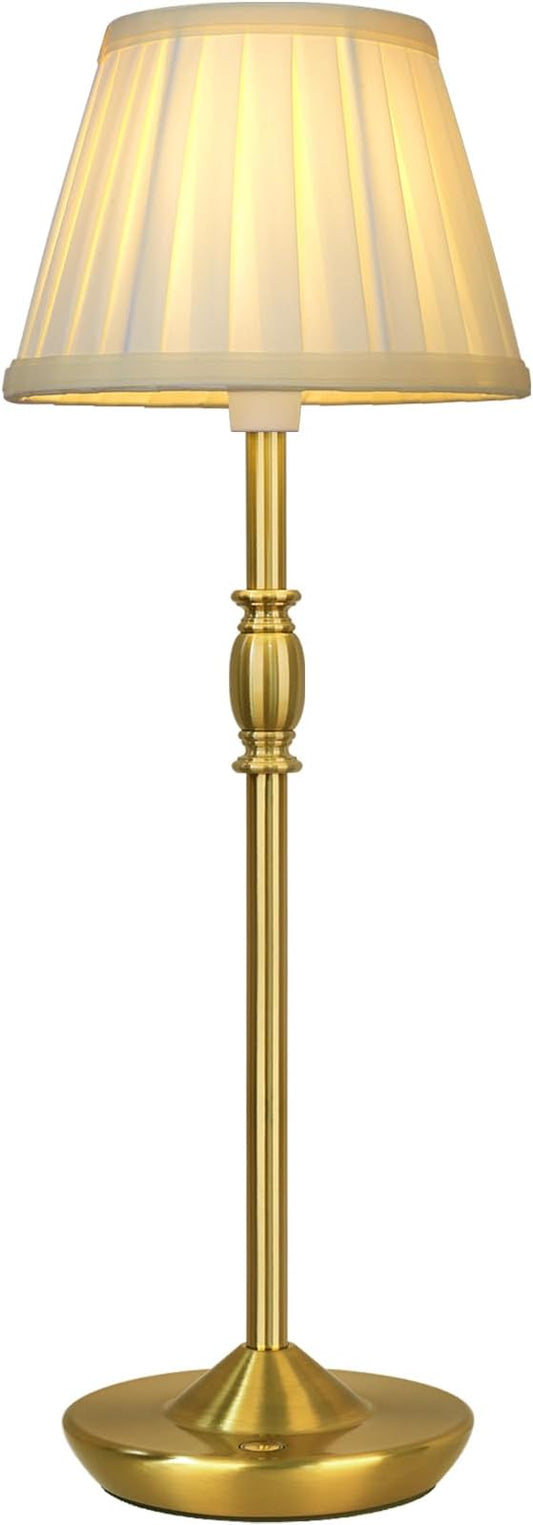 Cordless LED Touch Lamp with Dimmer Portable Small Table Lamp, 18" 2700K Rechargeable Battery Light for Bedside, Dining Room, Bedroom Lamp, Patio, Bar, Night Light, Bathroom (Antique Brass)