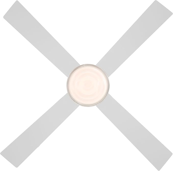 WINGBO 52 Inch Ceiling Fan with Lights and Remote, 3CCT, Modern Ceiling Fan with Ripple Glass Shade, 6-Speed Reversible DC Motor for Bedroom Living Room Kitchen Hallway, Gloss White