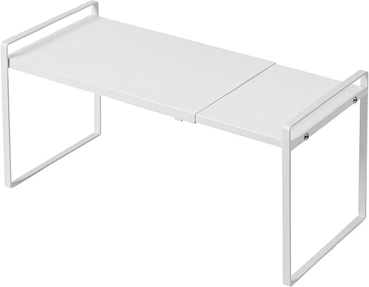 Nxconsu Expandable Cabinet Shelf Organizer Riser for Kitchen Pantry Cupboard Under Sink Countertop Home Storage Organization Rack Space Saver Freestanding Heavy Duty Nonslip Stackable White