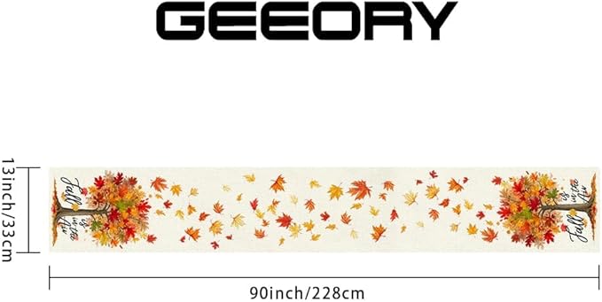 GEEORY Fall Table Runner 13 x 90 Inch, Maple Leaves Autumn Farmhouse Decor for Thanksgiving & Holiday Parties – Kitchen, Dining Table, Indoor/Outdoor GT156-90