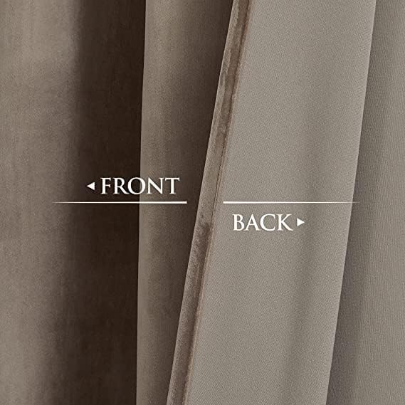 StangH Taupe Velvet Curtains 90 inches - Luxury Room Darkening Thermal Insulated Window Panels Thick Privacy Doorway Drapes for Living Room Bedroom, W52 x L90, 2 Panels