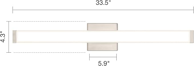 Bathroom Vanity Light Brushed Nickel Square LED 24 inch 14W 4000K Natural White Light Wall Bar Lighting Fixtures Over Mirror (Brushed Nickel, 33.5 inch 5CCTDimmable)