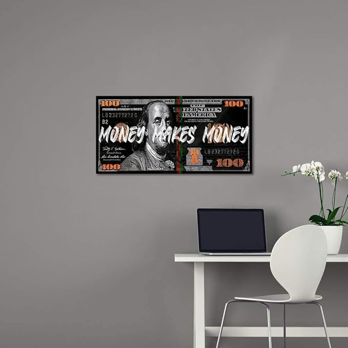 Yatsen Bridge Huge Banknotes Wall Art Canvas Money Makes Money Picture Poster and Prints Paintings Fashion Creativity Dollar Artwork Framed Ready to Hang-32 inch x 16 inch