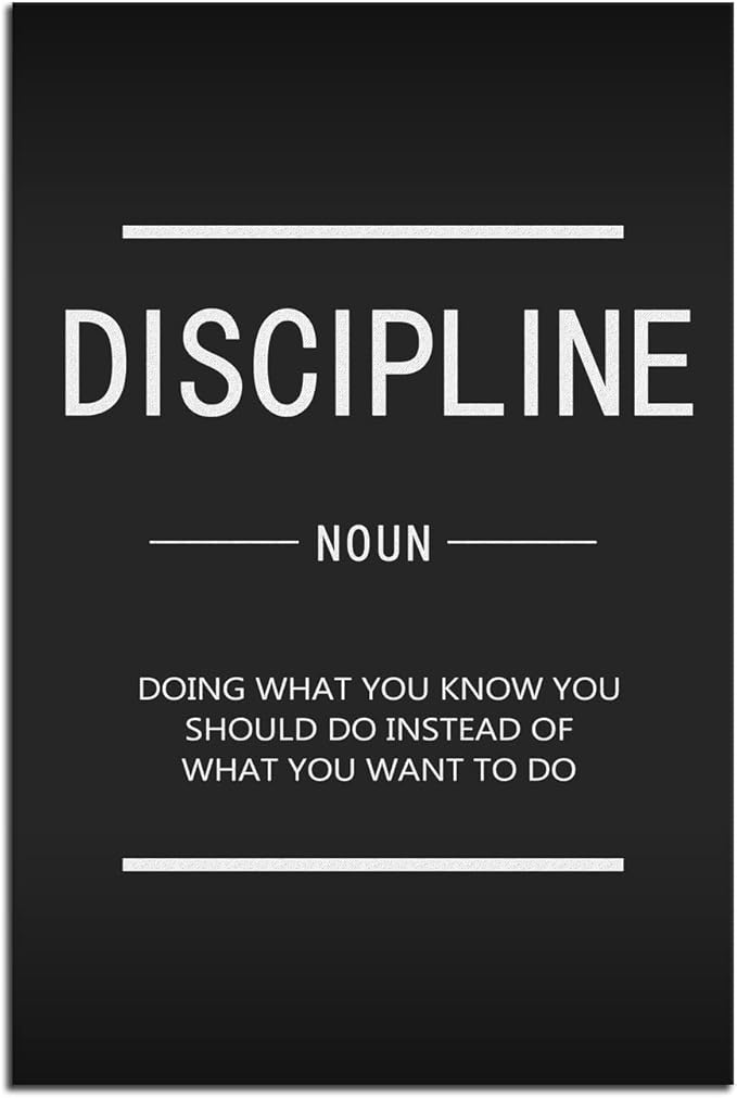 Inspirational Entrepreneur Proverb Discipline Noun Wall Art Canvas Artwork Printmaking Painting Poster Home Decor Gym Office Company Frame Ready to Hang[24''W x 36''H]