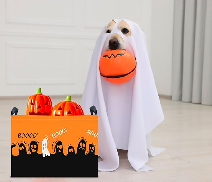 CLOCOR Rectangular Storage Basket Empty,Gift Basket for Halloween, Waterproof Storage Bin with Handles,Room Decor(Spooky)