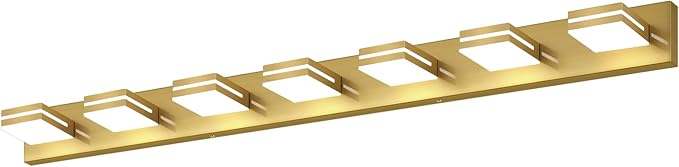 SineRise LED Modern Bathroom Vanity Light Fixtures (7-Light, 55-Inch, Dimmable), Brass Modern Acrylic Bathroom Wall Lighting Fixtures Over Mirror (Cool White 6000K)