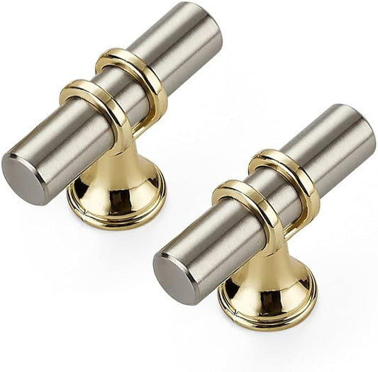 10 Pack Brushed Nickel Cabinet Knobs - Gold Kitchen Cabinet Knobs Cabinet Pulls for Kitchen Cabinet Drawer Stainless Steel Dresser Knobs for Cabinet Hardware 2in Length Single Hole