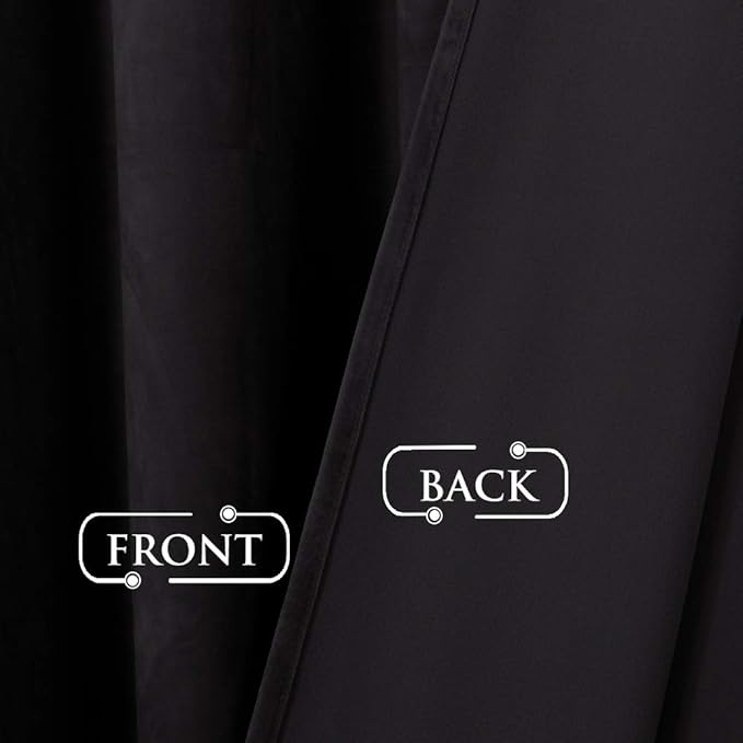 StangH Blackout Velvet Curtains 72 inches Long, Thick Black Window Curtains for Kitchen/Office, Thermal Insulation Privacy Protection for Home Theater/Doorway, W52 x L72, 2 Panels