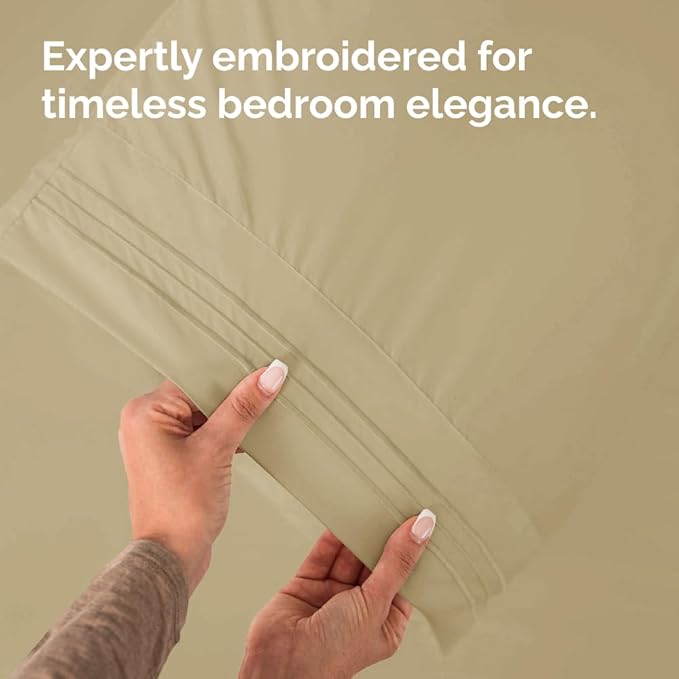 Queen Pillow Cases Set of 2 - Ultra Soft Hotel Quality Pillowcase Covers - Comfy, Cozy & Wrinkle Free - Shrinkage, Stain and Fade Resistant - Machine Washable Pillow Protectors - 2 Piece Set - Beige