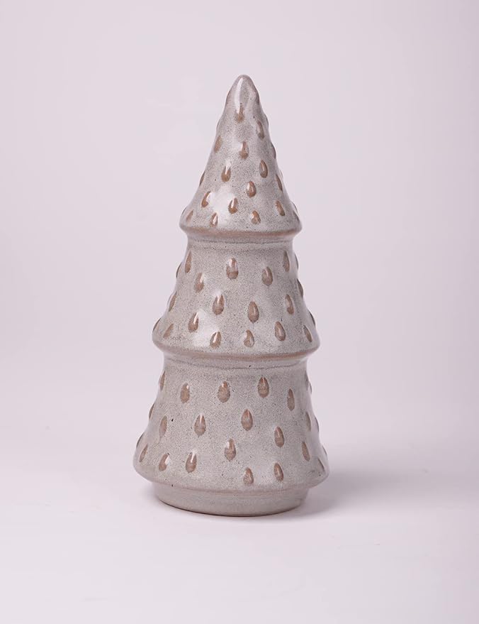 HAUCOZE 3pcs Christmas Figurine Decor Tree Statue Modern Sculpture Home Gifts Table Centerpiece Crafts Ceramic Arts 5.9inch