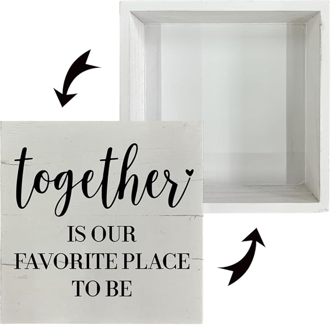 Home Decor Sign, Together is Our Favorite Place To Be Sign, Box Sign Tabletop Decor, White Wooden Box Sign, Family Decor, Bedroom Decor, Living Room Decor, Dining Room Decor, Gift for Her