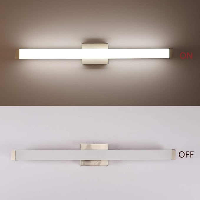 Bathroom Vanity Light Brushed Nickel Square LED 24 inch 14W 4000K Natural White Light Wall Bar Lighting Fixtures Over Mirror (Brushed Nickel, 40in)