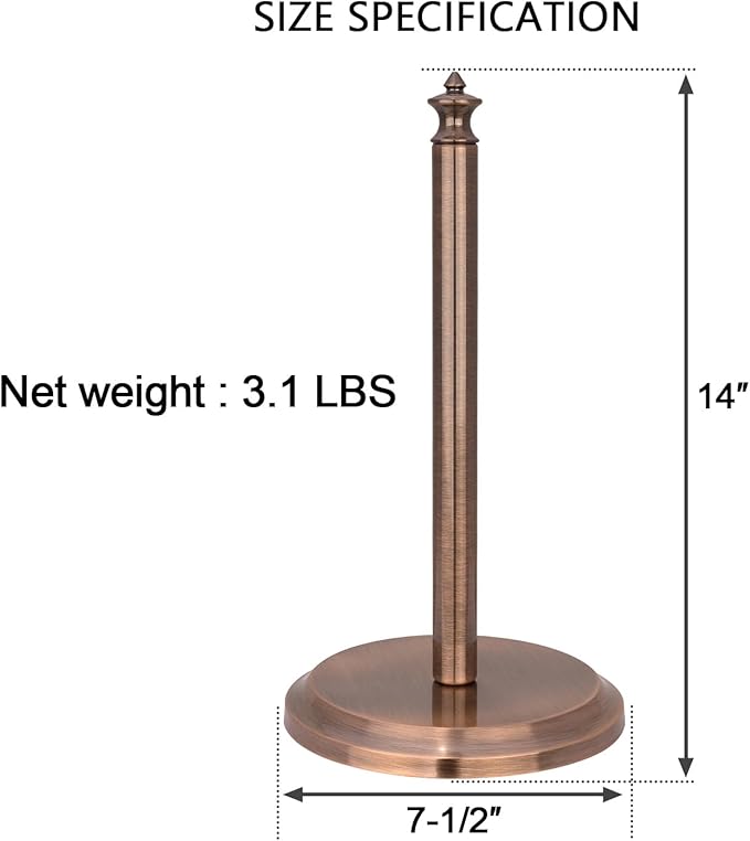 Akicon Paper Towel Holder Stand for Kitchen Countertop & Dining Room Table (Antique Copper, Classical)