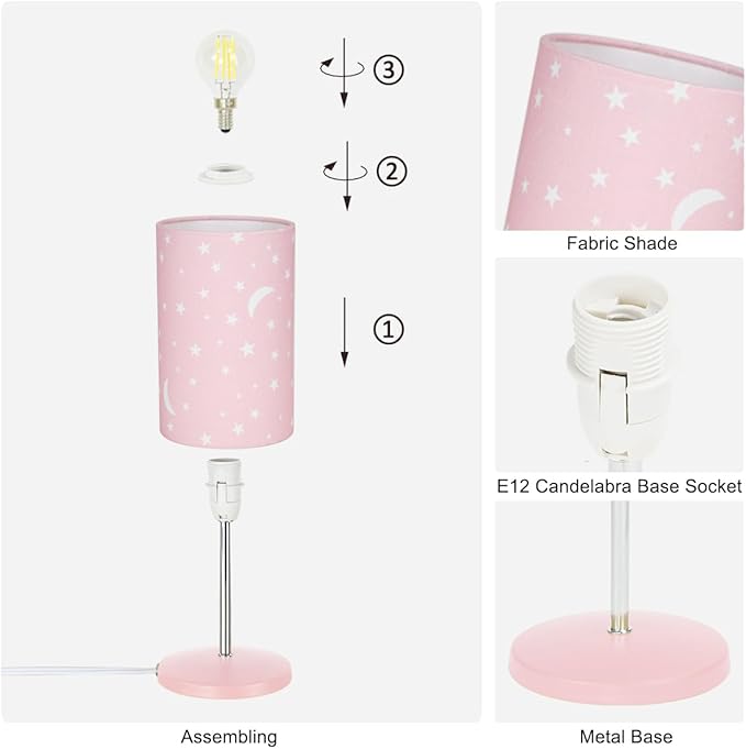 Lampwell Alee Small Modern Pink Moon Table Lamp Set of 2,4.33H12.21IN,Bulb Excluded