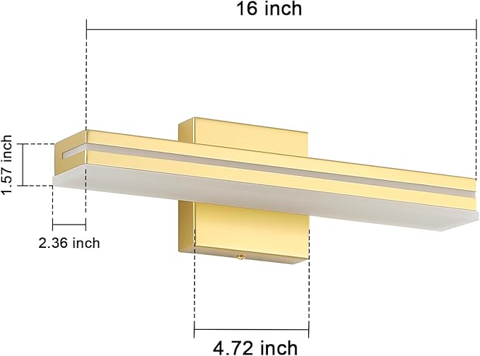 SineRise 16-Inch LED Modern Bathroom Vanity Light Bar, Gold Modern Acrylic Bathroom Wall Lighting Fixtures Over Mirror (Cool White 6000K)