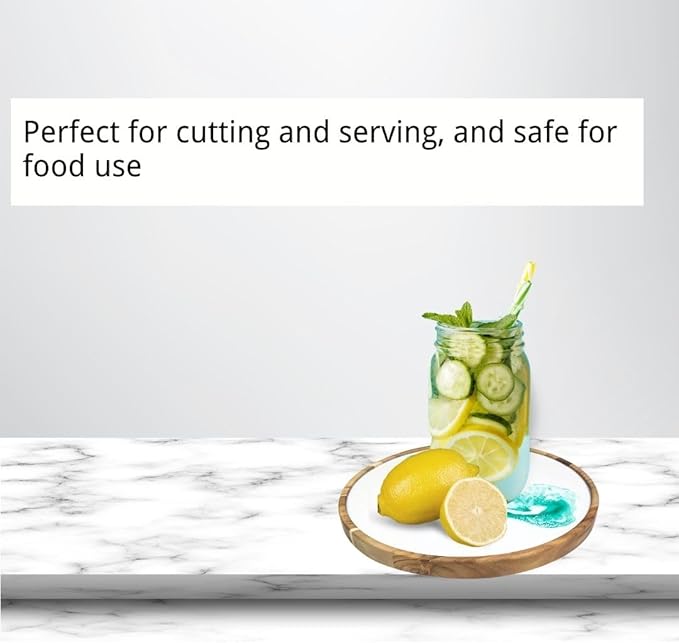 Handmade Acacia Wood Round Serving Tray with Epoxy Resin Art | Perfect for Charcuterie, Serving Platters & Appetizers 15.7 x 15.7 Inches