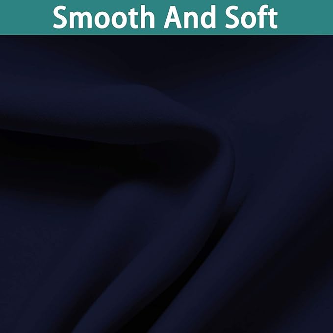 Yakamok Navy Blue 100% Blackout Curtains Energy Saving Thermal Insulated 2 Thick Layers Completely Blackout Drapes with Black Liner for Bedroom (70Wx84L, Navy Blue, 2 Panels)