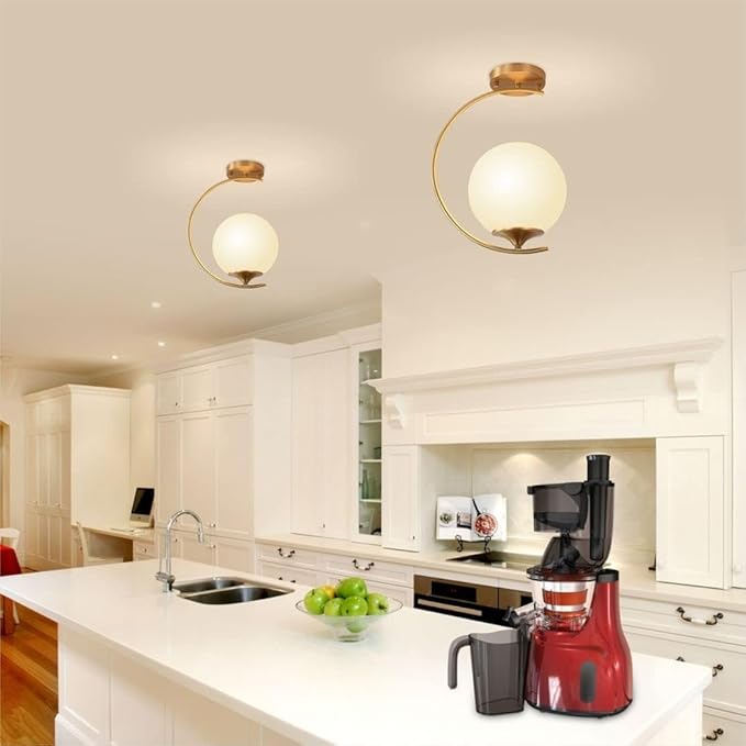 Modo Lighting Modern Flush Mount Ceiling Light Mid Century Industrial Chandeliers Antique Brass Ceiling Pendant Light Glass Globe Hanging Lights