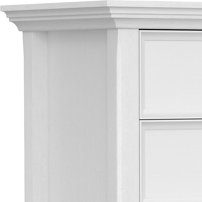 SIMPLIHOME Amherst SOLID WOOD 24 inch Wide Transitional Bedside Nightstand Table in White, for the Living Room and Bedroom