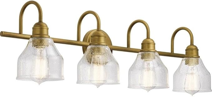 KICHLER 45974NBR Avery Vanity, 4-Light 300 Total Watts, Natural Brass