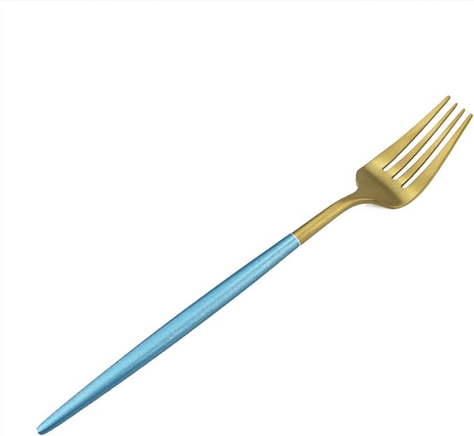 Gugrida Blue Gold Flatware, Royal 20 Piece Matte Blue Handle 18/10 Stainless Steel Tableware Sets for 4 Including Forks Spoons Knives, Camping Silverware Travel Utensils Set Cutlery (Blue Gold)