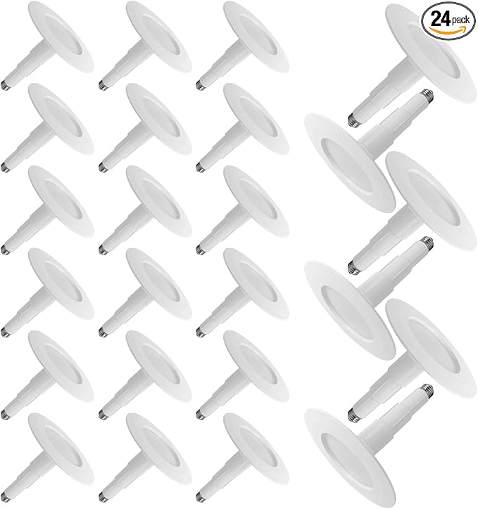 Soliseed 24-Pack 5/6 Inch LED Can Lights Length Adjustable Recessed Lights,Retrofit Downlight ETL Damp Rated,12W=60W,3000K Warm White,800LM, Dimmable,Bevel Trim,Easy Install