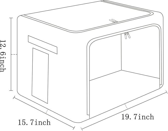 2 Pack Clothes Storage Bins Stackable Metal Frame Storage Box Large Capacity Foldable Linen Fabric Box Organizer with Carrying Handles and Clear Window (Light Gray, 19.7x 15.7x 12.6 Inch)