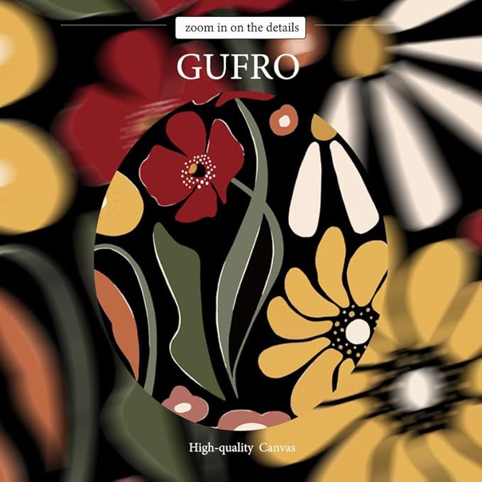 Gufro Framed Flower Market Wall Art,Floral Pictures Wall Decor,Abstract Colorful Botanical Painting for Living Room, Bedroom, Office-16x24in