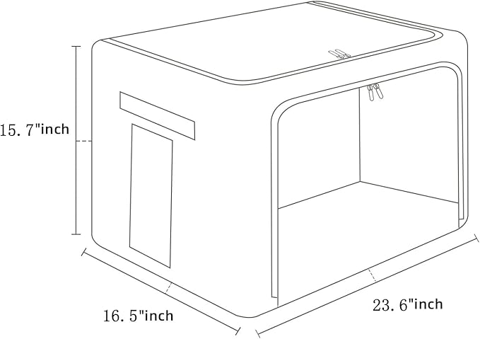 2 Pack Clothes Storage Bins Stackable Metal Frame Storage Box Large Capacity Foldable Linen Fabric Box Organizer with Carrying Handles and Clear Window(Light Gray, 23.6X 16.5X 15.7 Inch)