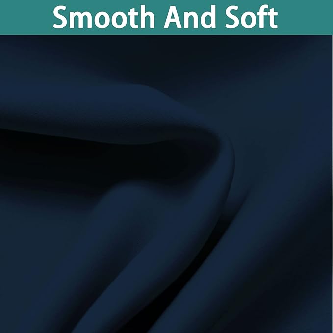 Yakamok 100% Blackout Lined Panels, Room Darkening Thermal Insulated Blackout Curtains for Bedroom, Heat Blocking Drapes for Living Room(62Wx84L, Navy Blue, 2 Panels)