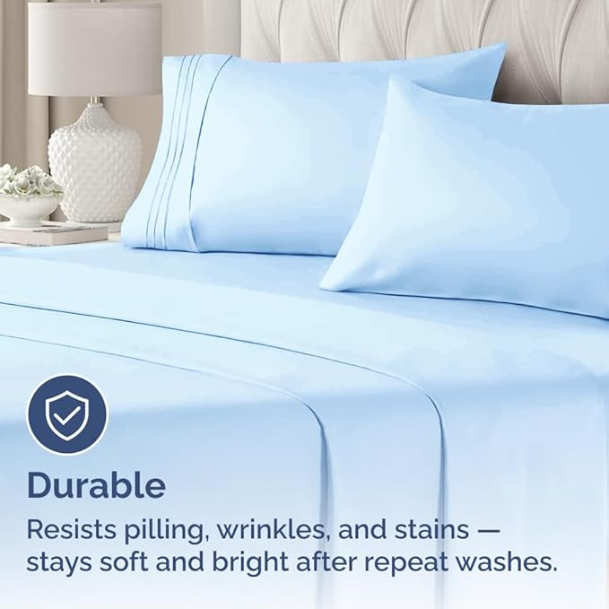 Queen Pillow Cases Set of 2 - Ultra Soft Hotel Quality Pillowcase Covers - Comfy, Cozy & Wrinkle Free - Shrink, Stain & Fade Resistant - Machine Washable Pillow Protectors - 2 Piece Set - Light Blue