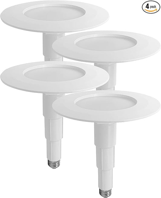 Soliseed 5/6 Inch LED Can Lights Length Adjustable Recessed Lights,Retrofit Downlight ETL Damp Rated,12W=60W,2700K Soft White,800LM, Dimmable,Bevel Trim,Easy Install,4-Pack