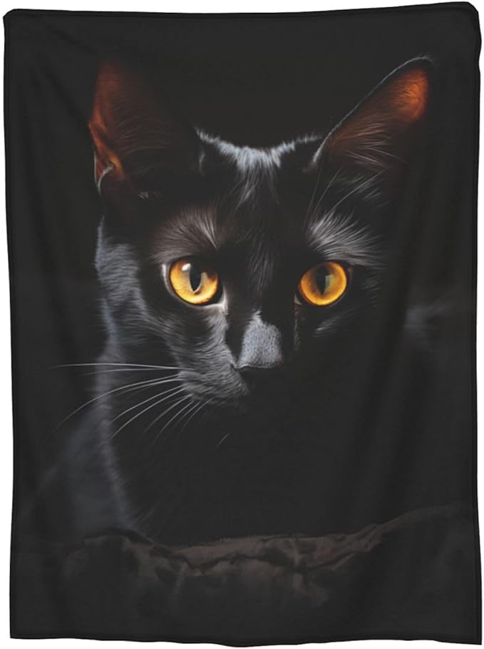 Cute Black Cat Blanket for Pet Lovers Grils Women Animal Kitten Flannel Throw Blankets for Home Couch Bed Sofa Soft Cozy Lightweight Decor Adults All Season 50x40 Inches