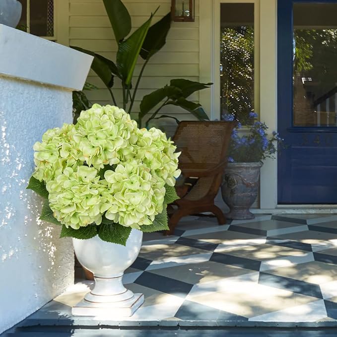 Green Hydrangea Artificial Flowers Large Artificial Hydrangeas Silk Flowers for Home Decor Indoor Wedding Flowers Bouquets Faux Flowers Kitchen Centerpiece Table Decorations