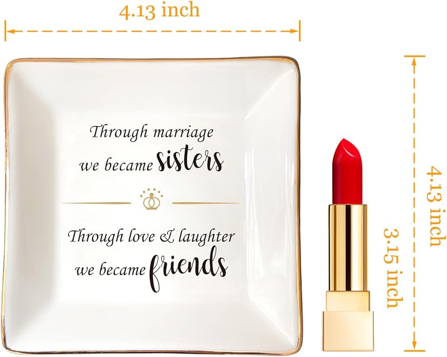 HOME SMILE Ceramic Ring Dish Jewelry Tray for Mom Sister Friends