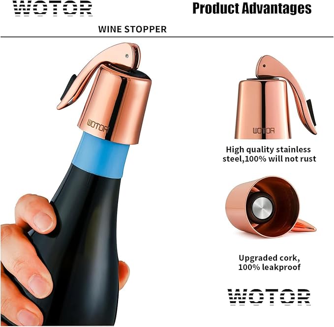 Wine Stoppers Stainless Steel Wine Bottle stopper Plug with Silicone Reusable Wine Saver Leak proof Keep Fresh Triple Color 3 pack
