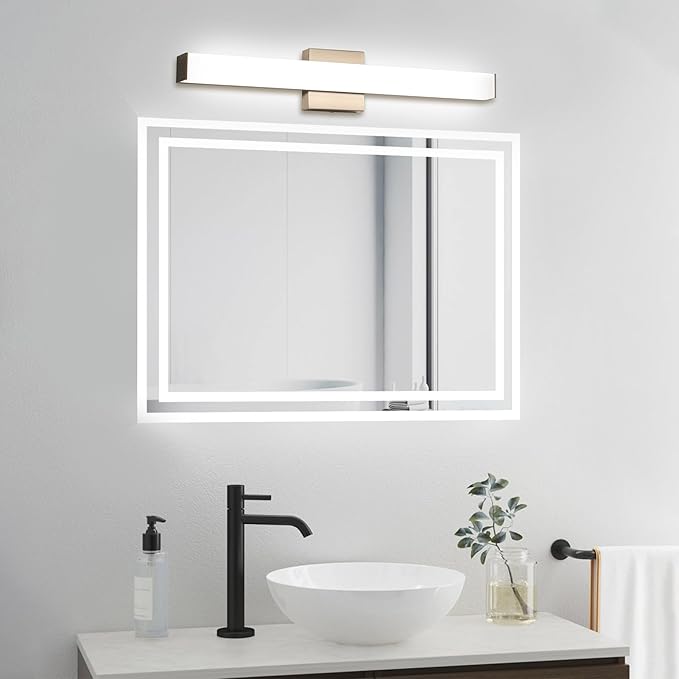 Bathroom Vanity Light Brushed Nickel Square LED 24 inch 14W 4000K Natural White Light Wall Bar Lighting Fixtures Over Mirror (Brushed Nickel, 24inch 4000K Dimmable)
