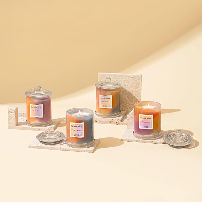LA JOLIE MUSE Scented Candlse, Vanilla Cake Candle, Luxury Candle Gift, House Warming Gift for New Home, 70 Hours Burning Time