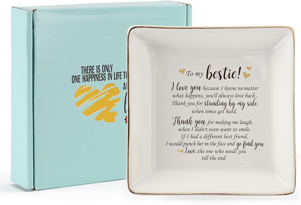 HOME SMILE Ceramic Ring Dish Jewelry Tray for Mom Sister Friends