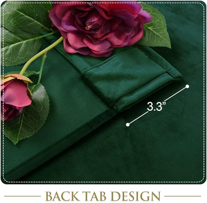 StangH Green Living Room Curtains - Super Soft Velvet Blackout Curtains Luxury Home Decor for Party/Theater/Holiday Fete, Thermal Insulated Window Drapes, Dark Green, W52 x L96, 2 Panels