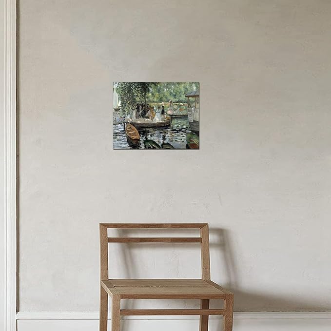 Impressionism Artwork Bathroom Decor La Grenouillere By Pierre Auguste Renoir Famous Painting Prints for Bedroom Hallway Lounge Home Wall Art Framed 12x16inch