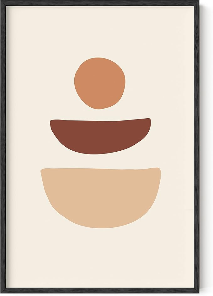 HAUS AND HUES Boho Wall Art Minimalist Wall Decor - Boho Art Prints Neutral Poster, Geometric Art Mid Century Modern Wall Art Wall Decor, Sun Semi Circle (Unframed, 24x36)