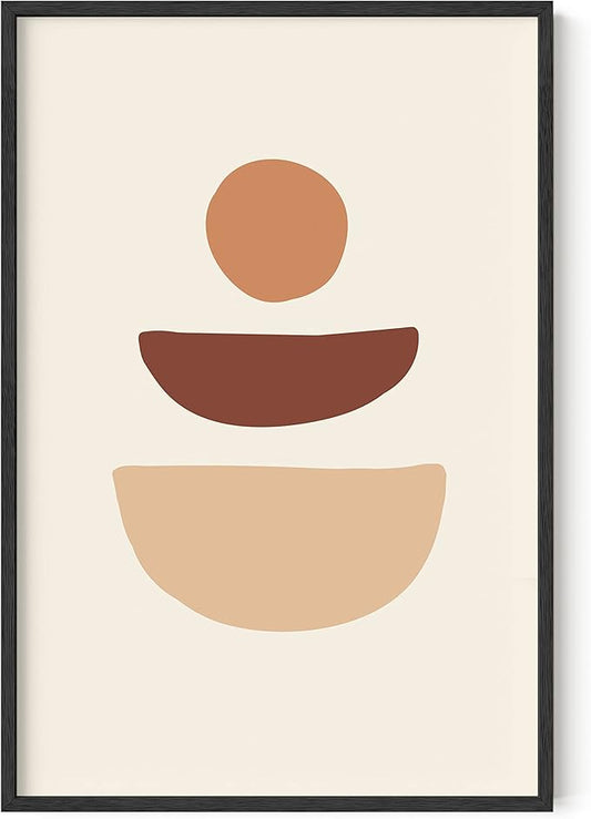 HAUS AND HUES Boho Wall Art Minimalist Wall Decor - Boho Art Prints Neutral Poster, Geometric Art Mid Century Modern Wall Art Wall Decor, Sun Semi Circle (Unframed, 24x36)