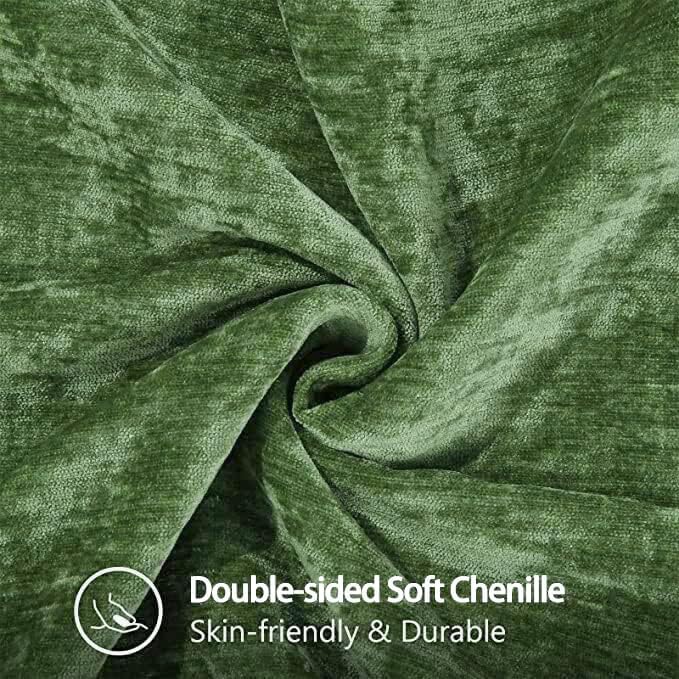 decorUhome Christmas Chenille Soft Throw Pillow Covers 20x20 Set of 2, Farmhouse Velvet Neutral Decorative Euro Fall Pillow Covers with Stitched Edge for Couch Sofa Bed Home Decor, Forest Elf