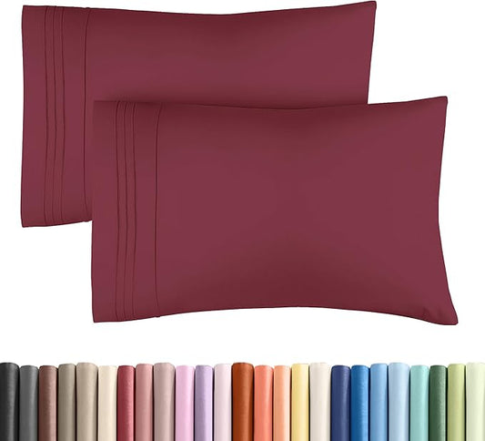 King Pillow Cases Set of 2 - Ultra Soft Hotel Quality Pillowcase Covers - Comfy, Cozy & Wrinkle Free - Shrinkage, Stain and Fade Resistant - Machine Washable Pillow Protectors - 2 Piece Set - Burgundy