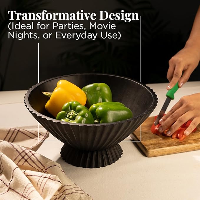 Folkulture Wooden Fruit Bowl for Kitchen Island | (11") Countertop or Eco Friendly Decorative Centerpiece Table Decorations | Decorative-Bowl or Fruits Tray or Fruits Holder for Kitchen Counter Decor