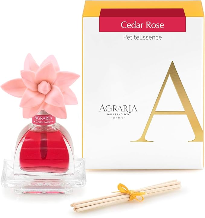 AGRARIA PetiteEssence Flower and Reed Diffuser Set, Hand Crafted Sola Flower Botanical Home Fragrance, Scented Oil Gift Set for All Occasions